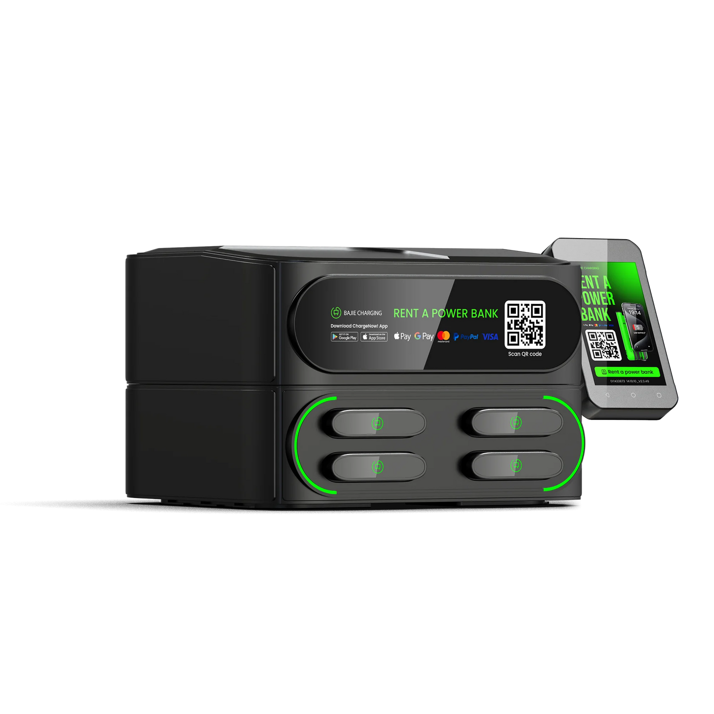 Commercial Alugue De Bajie Charging Power Bank 4- Stack Sharing Power Bank Power Station with Pax Mobile Phone Charging Kiosk
