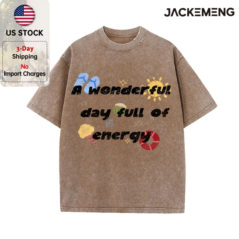 Oversized Vintage Retro Beach Cartoon Streetwear Print Tshirt USA Stock Wholesale Y2K Casual Tee