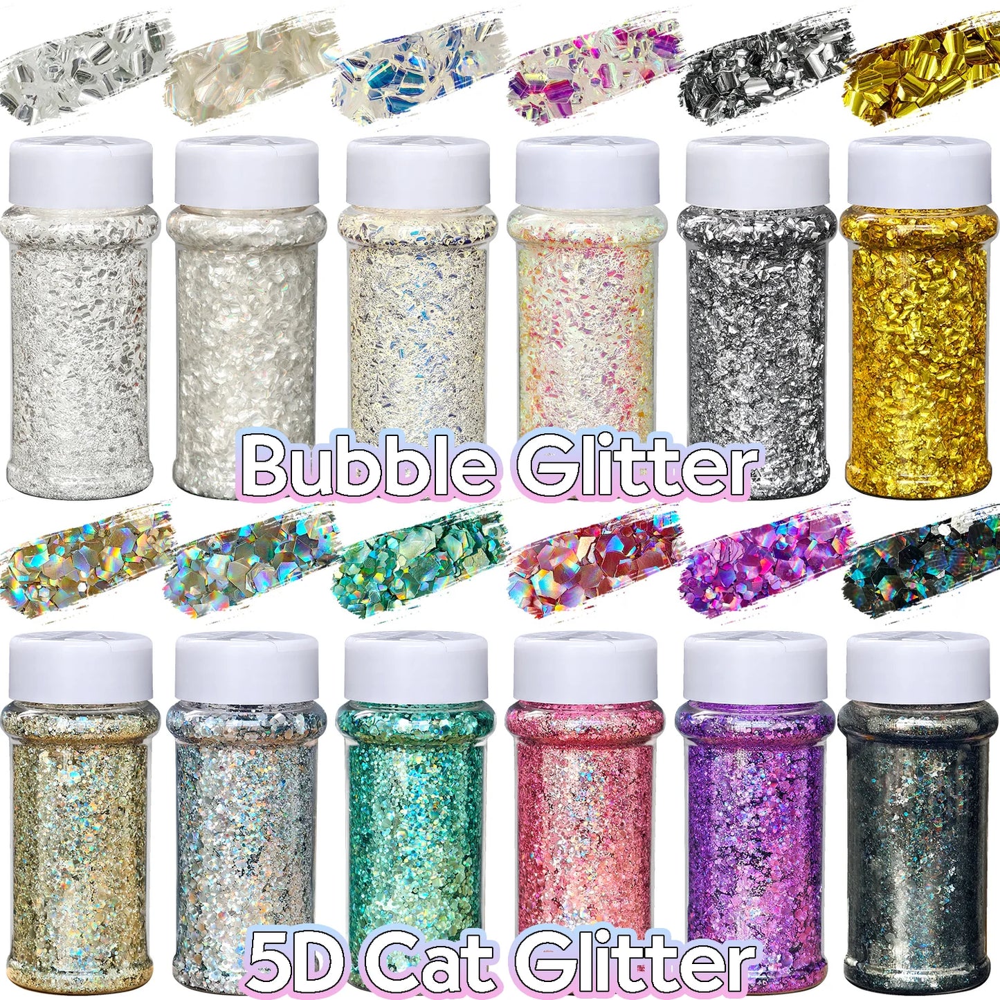 US Warehouses High Flash Spring Chunky Glitter 24 Color Bottle Set for Diy Makeup Manicure Handcrafted Cups Gift-making and More