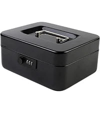 AJF Black Cold Rolled Steel Cash Safe Box Combination Lock Secure 7.87"x6.30"x3.54" Money Tray for Indoor/Outdoor Use Model