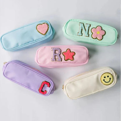 RTS Stock Nylon Girls Durable Colorful Simple School Bag Holder Storage Pouch Bag Gift Cute Marker Pen Classic Slim Pencil Case