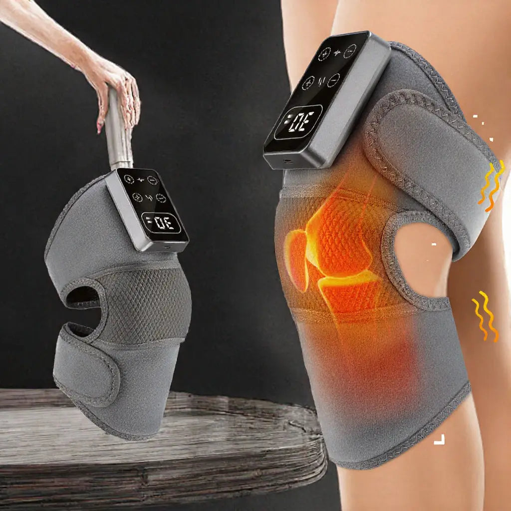 3-in-1 Smart Relief Electronic Pulse Heating & Vibrating Knee Massager Hard Shell Design for Blood Circulation & Protection