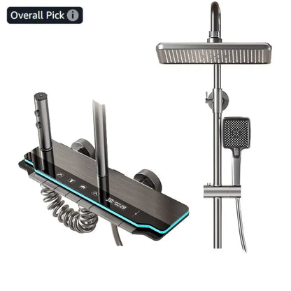2026 New  Factory Price Shower System Digital Display Shower Faucet Set Space Aluminum Wall Mount Piano Keys Rain Shower Set