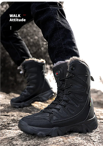 Winter Waterproof Men Boots Plush Super Warm Snow Boots Men Sneakers Ankle Boots Outdoor Men's Desert Boots Botas Hombre