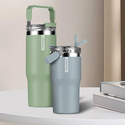 Wholesale Custom logo Heat Press Powder Coated Double Wall Stainless Steel Travel Tumbler Cup Set With Handle