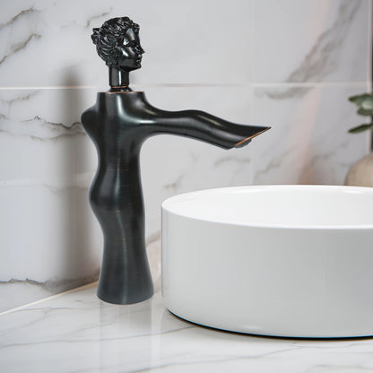 Vintage Statue Vessel Sink Faucet - Single Handle Tall Spout 1 Hole Deck Mount - Oil Rubbed Bronze