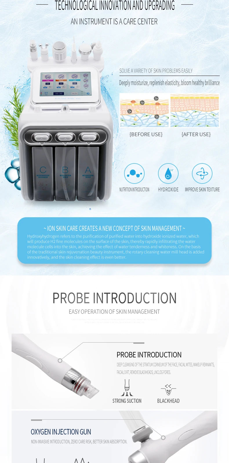 The Latestskin and Eye Multi-function Hydrogen and Oxygen Bubbles,Cleansing and Hydrating Beauty Machine