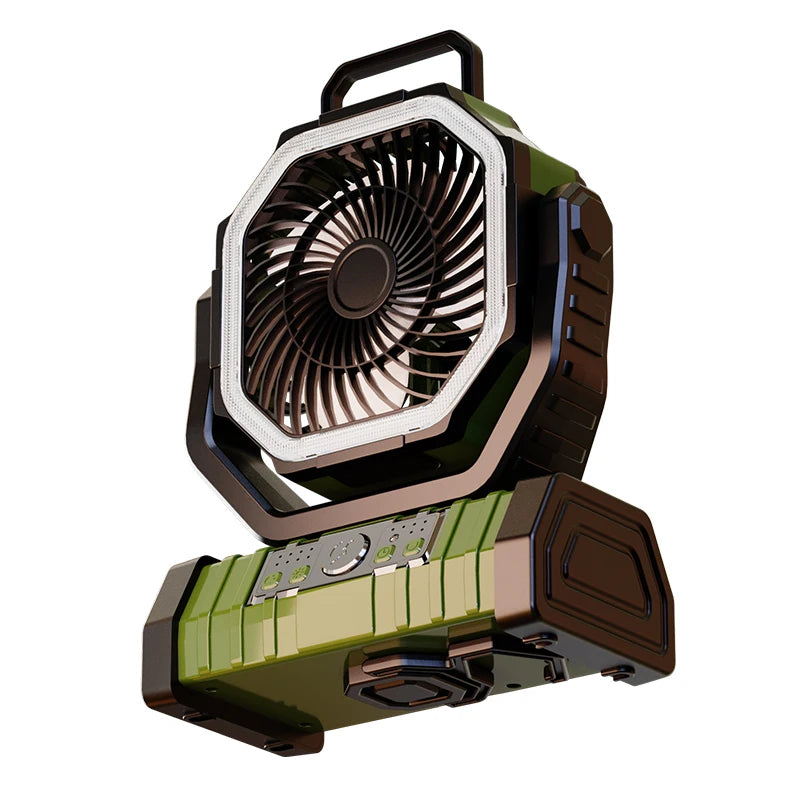 Trending 2026 20000mAh Portable Rechargeable Camping Fan F6 4 Speed Ventilador Solar Recargable Table Fan with Light