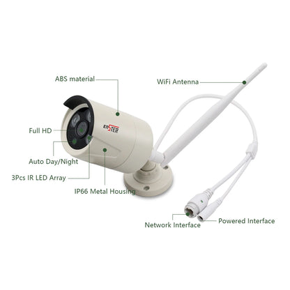 ENSTER 3MP Outdoor Indoor Wireless CCTV Security Wifi Camera System 4CH Wifi NVR Kit