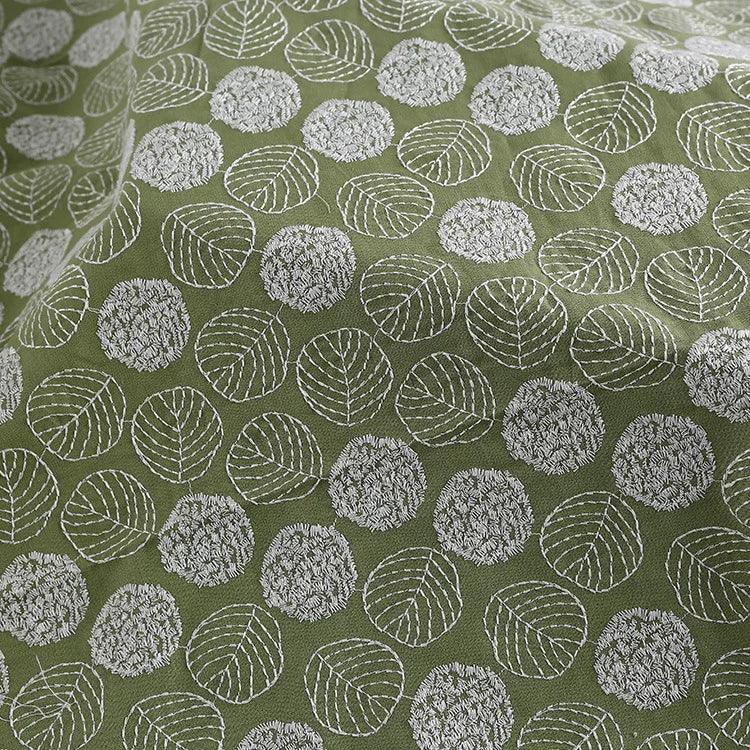 Width 120 cm Plain Embroidery Leaves Flowers Fabric Cotton Linen Rayon Viscose Fabric for Pillow Home Textile Fashion Dress Bag