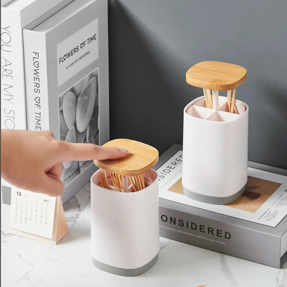 Portable Press Automatic Pop up Toothpick Case Plastic Office and Kitchen Organizer for Sundries Use Eco-Friendly Plastic Holder