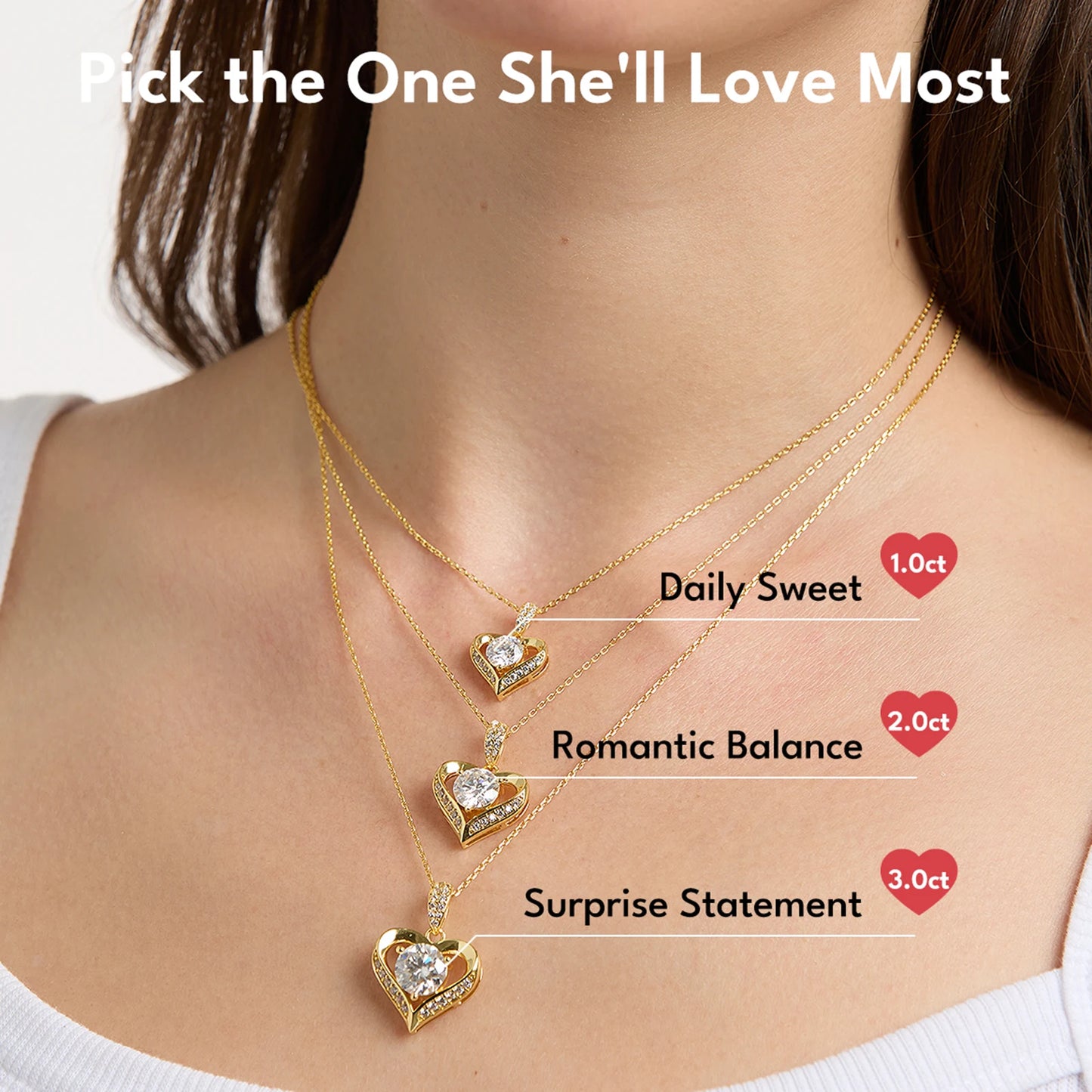 Valentine's Day Gift Heart Moissanite Pendant 925 Sterling Silver White Gold Plated 1ct VVS Diamond Charm Necklace for Women