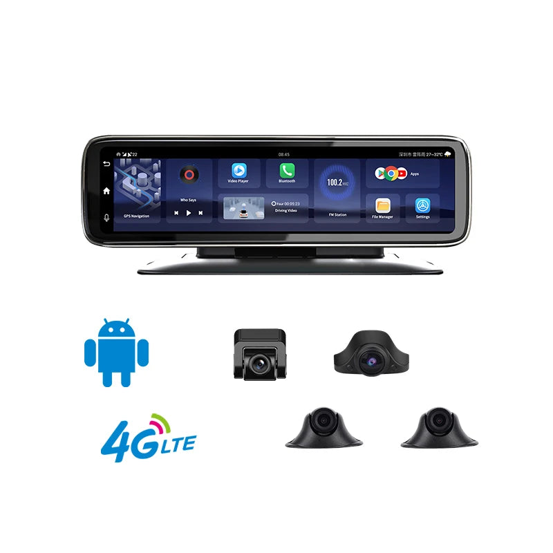 T88 4g Android 4 Cams Record Mirror Wifi Car Dvr with Special Mount 360° Remote Monitor Night Vision Dash Cam