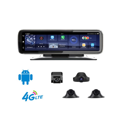 T88 4g Android 4 Cams Record Mirror Wifi Car Dvr with Special Mount 360° Remote Monitor Night Vision Dash Cam
