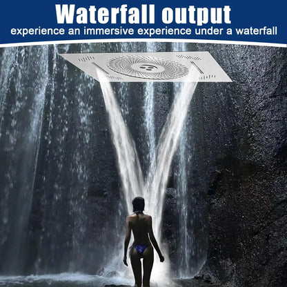 24x16 Inch Large Luxury LED Rainfall Shower Panel, Color Changing Shower Head, Wall Mount