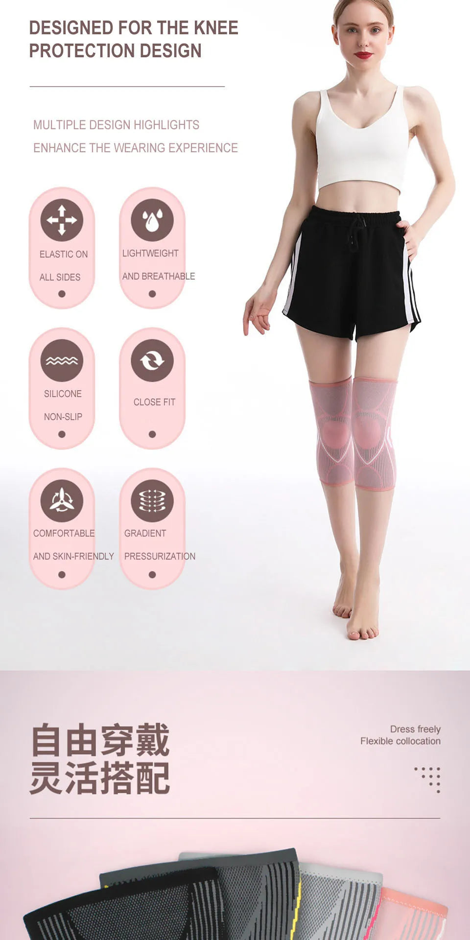 AOLIKES 1PCS Knee Brace Support for Arthritis Joint Nylon Sports Fitness Compression Sleeves Kneepads Cycling Running Protector