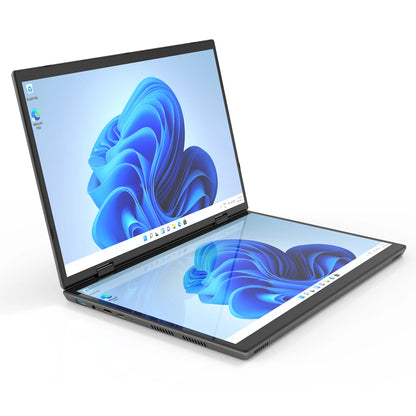 Cheapest 14+14 "Dual Touch Screen Business Laptops Brand New Student & Education Laptop  Keyboard Bag Stylus Pen Mouse