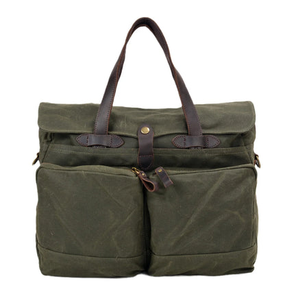 Soft Batik Canvas Men's Business Briefcase 15.6 Inch Computer Bag Retro Casual Handheld Shoulder Crossbody Bag