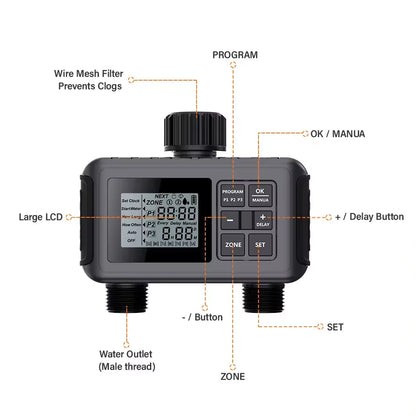 Smart Digital Drip Irrigation Controller Garden Watering Timer for Greenhouse Lawn Diaphragm Structure by PDG ibma