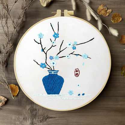 Factory DIY Blues Flower Arrangement Practice Embroidery Set for Beginners Semi finished Handmade Cross stitch Decoration Crafts
