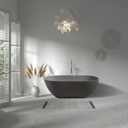 Luxury Contemporary 63\" Matte Grey Freestanding Bathtub Modern Design Ready Stock for Adults