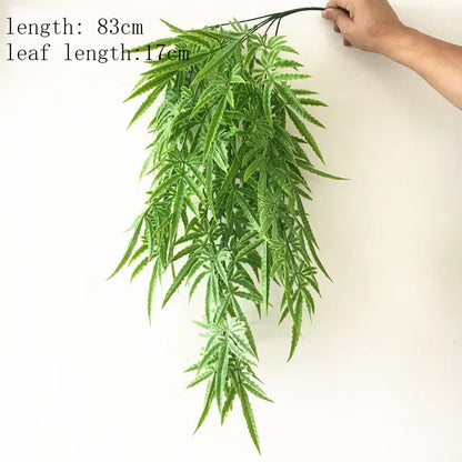 Artificial Palm Green Plants Vine Turtle Leaf Rattan Ceiling Wall Hanging Flower Maple Leaves Wedding Garden Balcony Home Decor