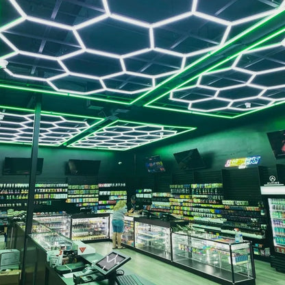 Aoying Fashion Workshop RGB 5-Grid Honeycomb Lighting White LED Hexagon IP65 DC CRI 90 6000K Daylight Ceiling-Mounted