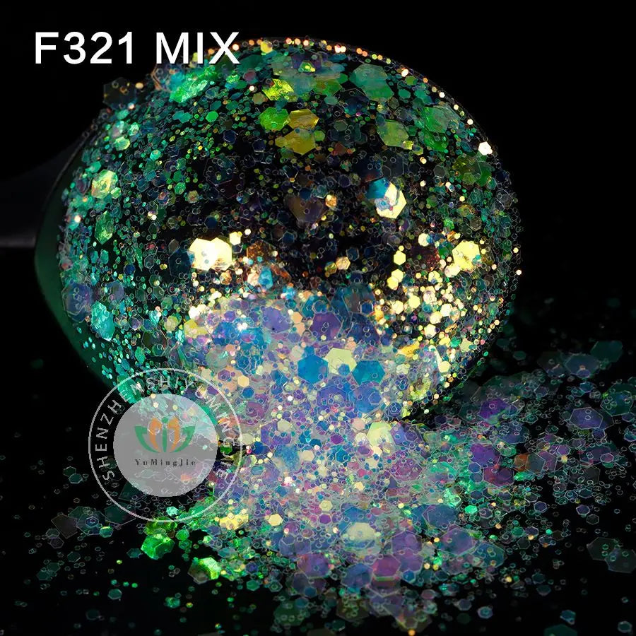 Free Samples Opal Iridescent Chunky Glitter Mix Crystal White Colors 1kg for Crafts Face Nail Art