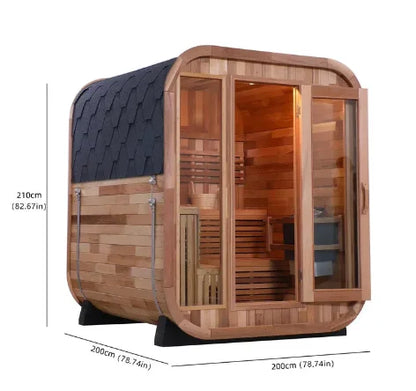 Premium Outdoor Canadian Red Cedar Sauna with Electric Heater and Tempered Glass Door for Backyard