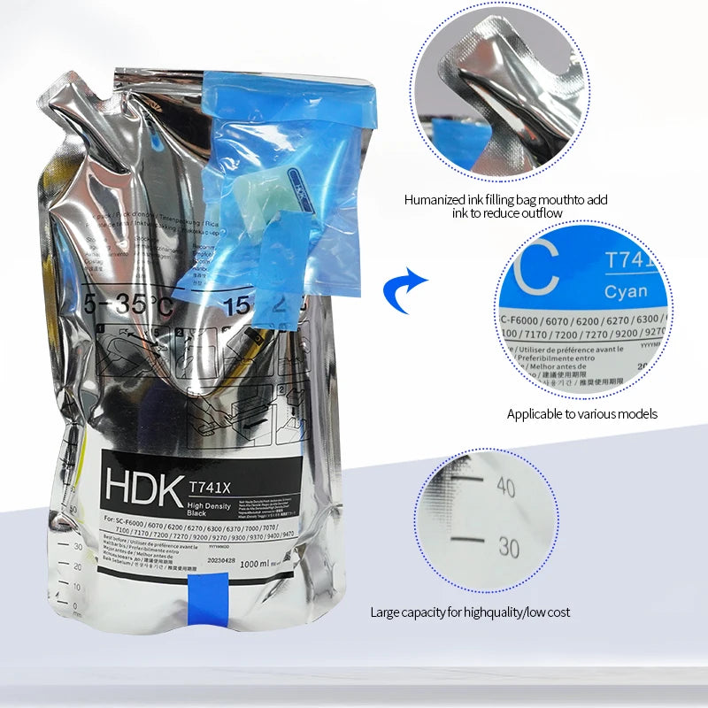 Heat Press Ink Sublimation Ink Bag for Epson Surecolor F6070 F6000 F6200 F6270 for Epson SC-F9300 Ink