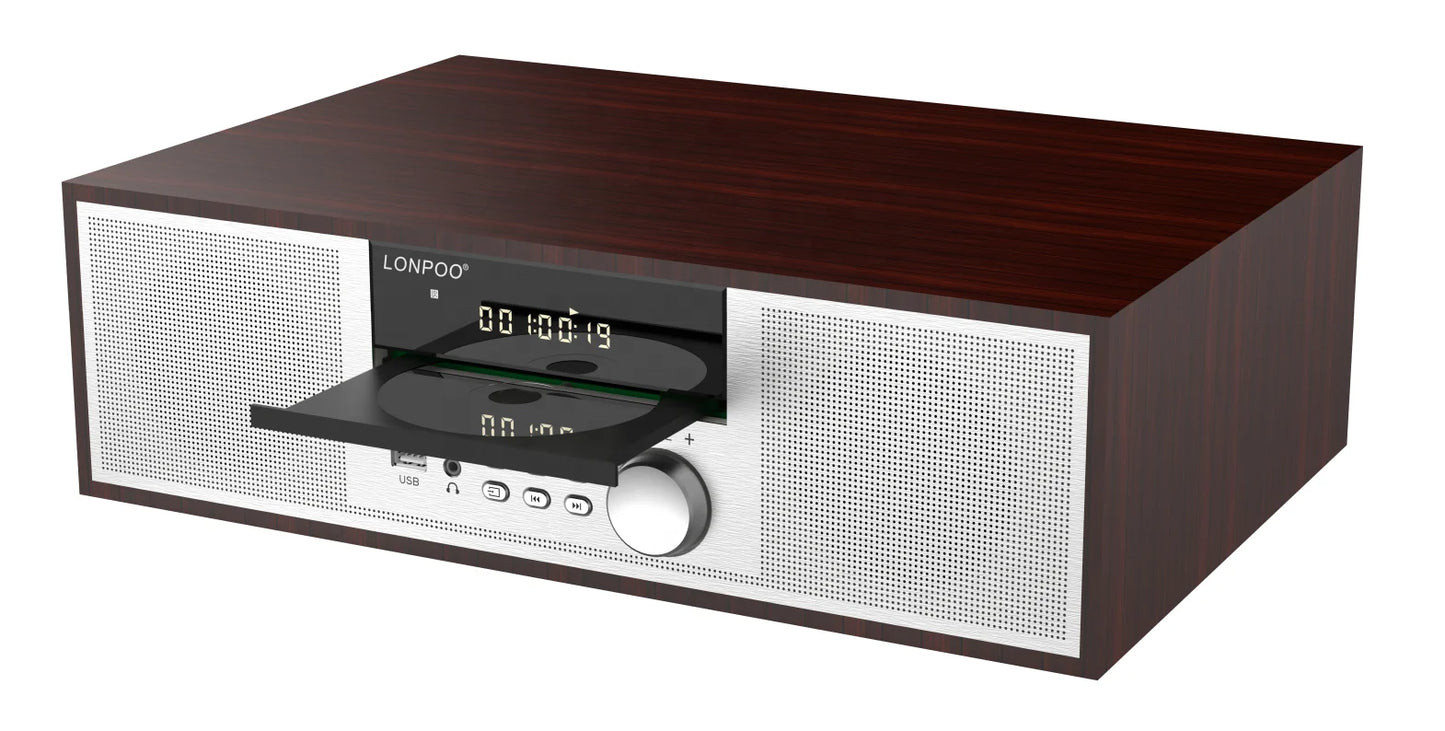 Micro HiFi Compact Stereo System FM/DAB/DAB+ Radio 40W Output Power 2-Way Speakers Portable CD/MP3 Player BT 5.0 USB Features EQ