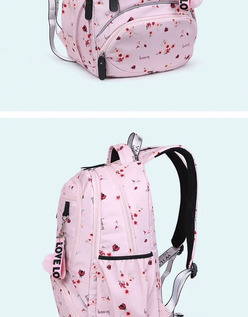 Cherry blossoms elementary school backpack for girls black pink floral bookbag fashion school bags for girls cute flower bookbag