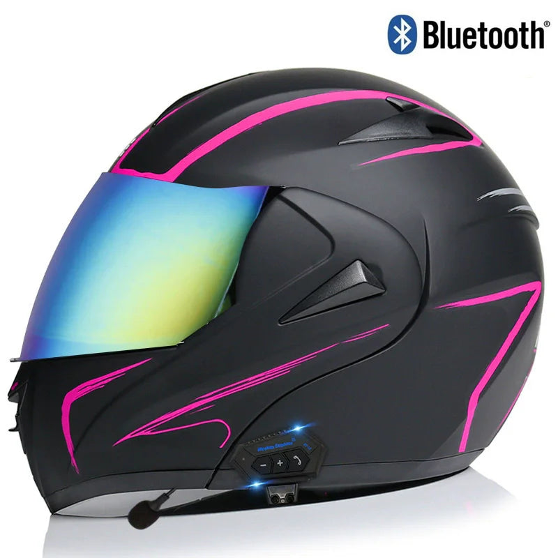 Carbon Fiber Pattern Electric Scooter Motorcycle Blueto0th Wireless Headphone Speaker Open Face Double Lens Full Face Helmets