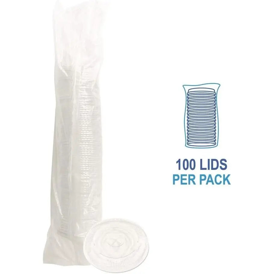 Boardwalk BWKNPET910STRAPK Disposable Lids 9 Oz. to 10 Oz. Crystal-Clear Cold Cup Straw-Slot Packaged (100/Pack) B0F8PK87WD