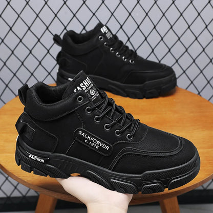 Y 39-46 Men's New Breathable High-top Cargo Shoes with Versatile Platform Soles to Increase the Height of Casual Booties