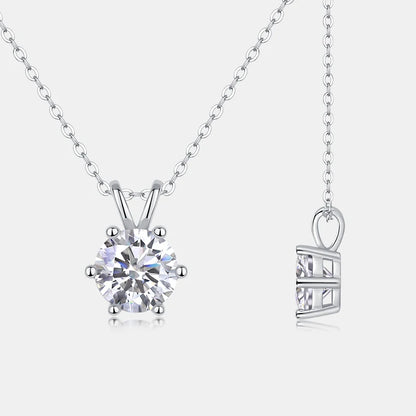 RTS Wholesale 2 Carat Moissanite Pendant Necklace 925 Sterling Silver with 6 Prong Setting Classic Jewelry Women Gift Necklace