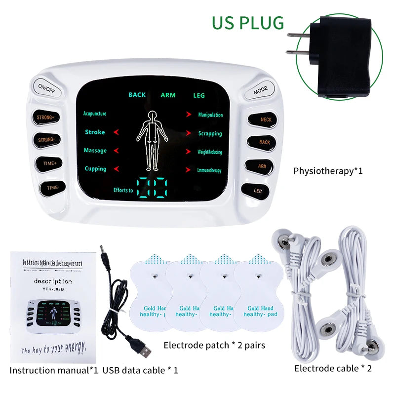 8 Models Tens Electric Muscle Stimulator Ems Acupuncture Body Massage Digital Therapy Massager Electrostimulator