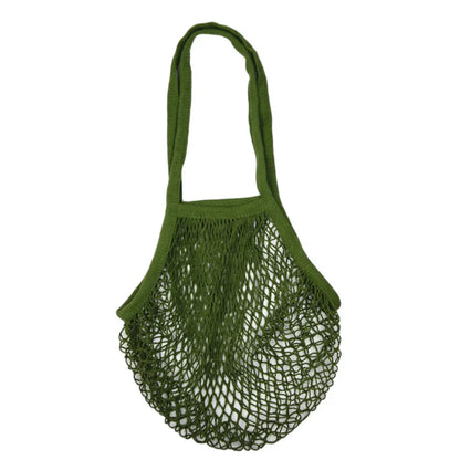 Recycled Reusable Cotton String Mesh Net Shopping Bag Long Handle Fruit Vegetable Grocery Produce Tote for Daily Life Letter