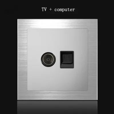 1 Way Light Switch Any Click Household Silver Aluminum Alloy Panel Switch Socket 90V-250V