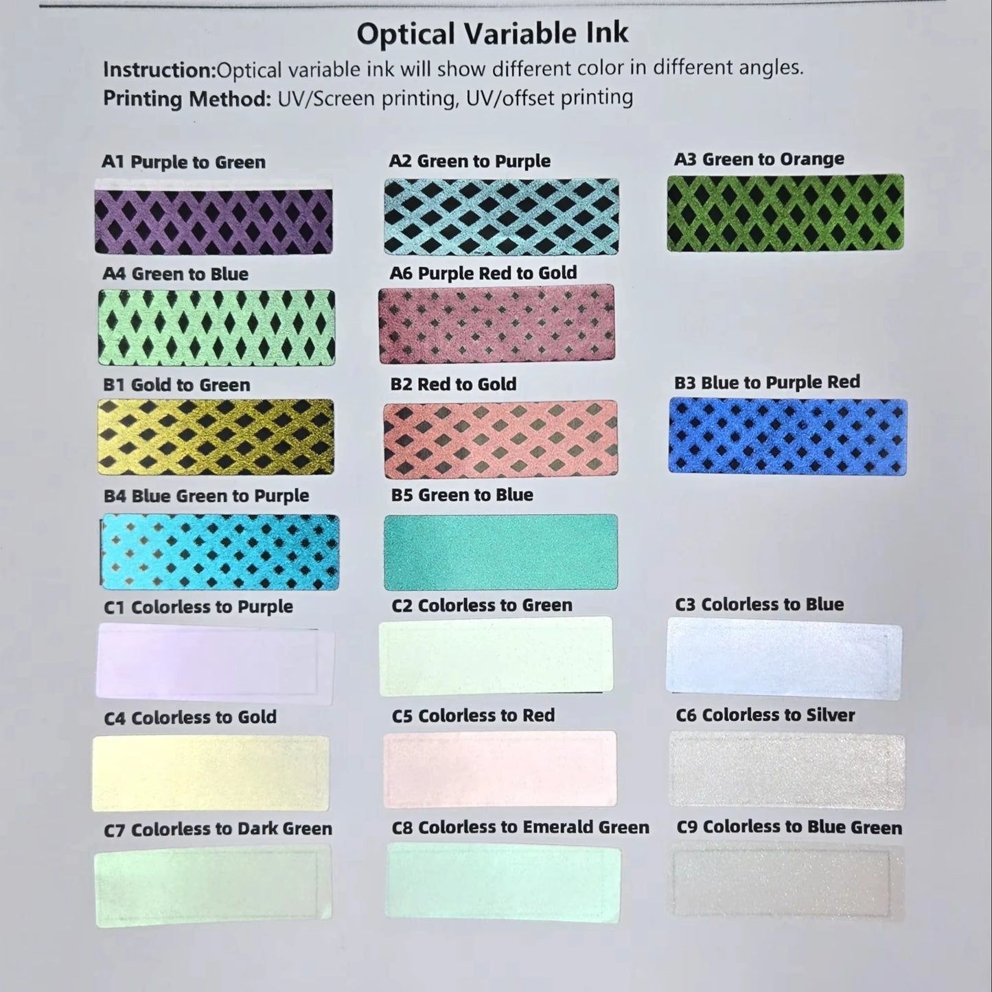 Optical Variable Security Ink 100ml F3 Silver to Green Color Changing Ink for High Precision Screen Printing