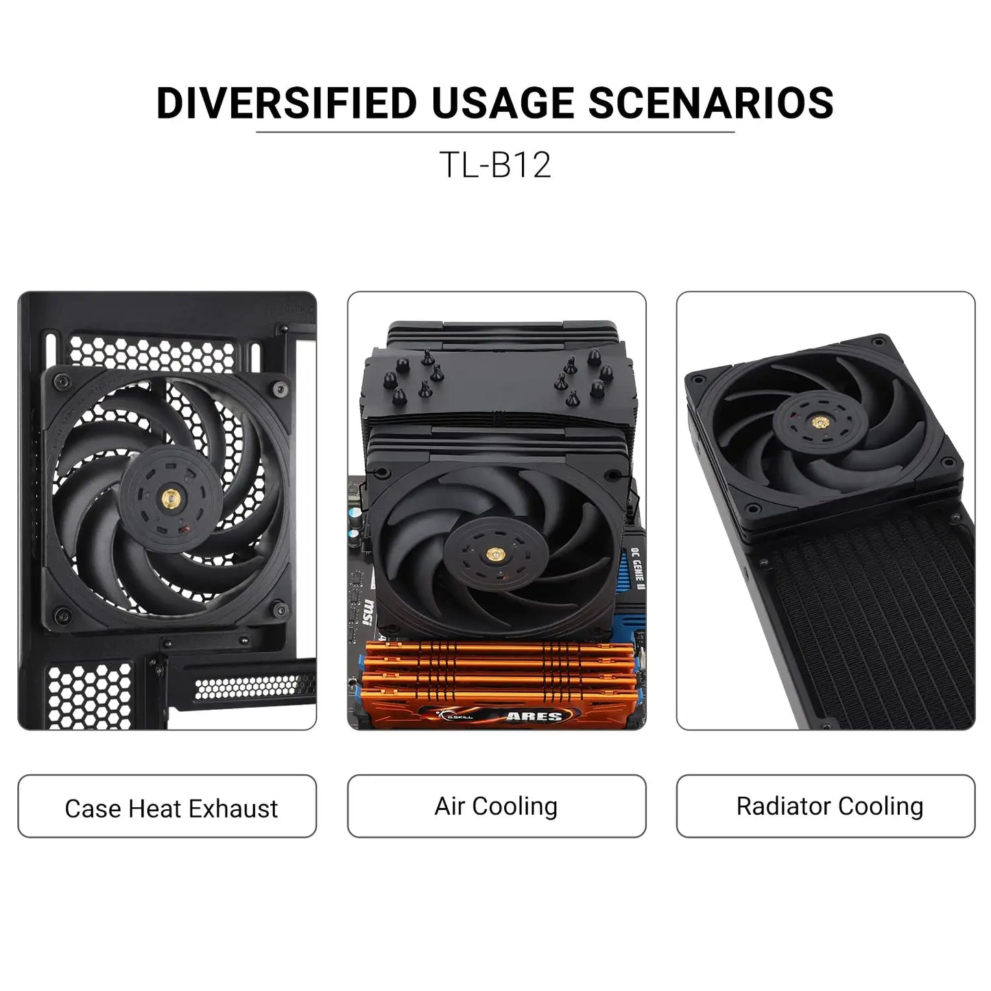 High Performance for Thermalright TL-B12 120mm CPU Cooler Fan with PWM Control 2150RPM S-FDB Bearing for Computer Case