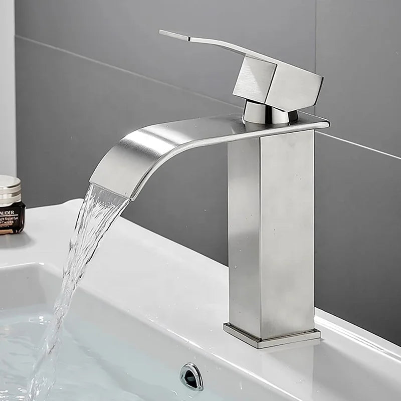Modern Stainless Steel 304 Single-Hole Deck Cold Hot Water Basin Toilet Wash Bathroom Cabinet Hall Single Handle Metered Feature