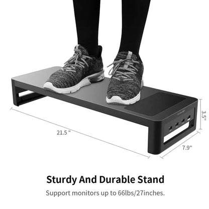 VAYDEER Monitor Stand Riser with USB3.0 Hub Support Data Transfer and Charging Steel Desk Organizer for Laptop Computer