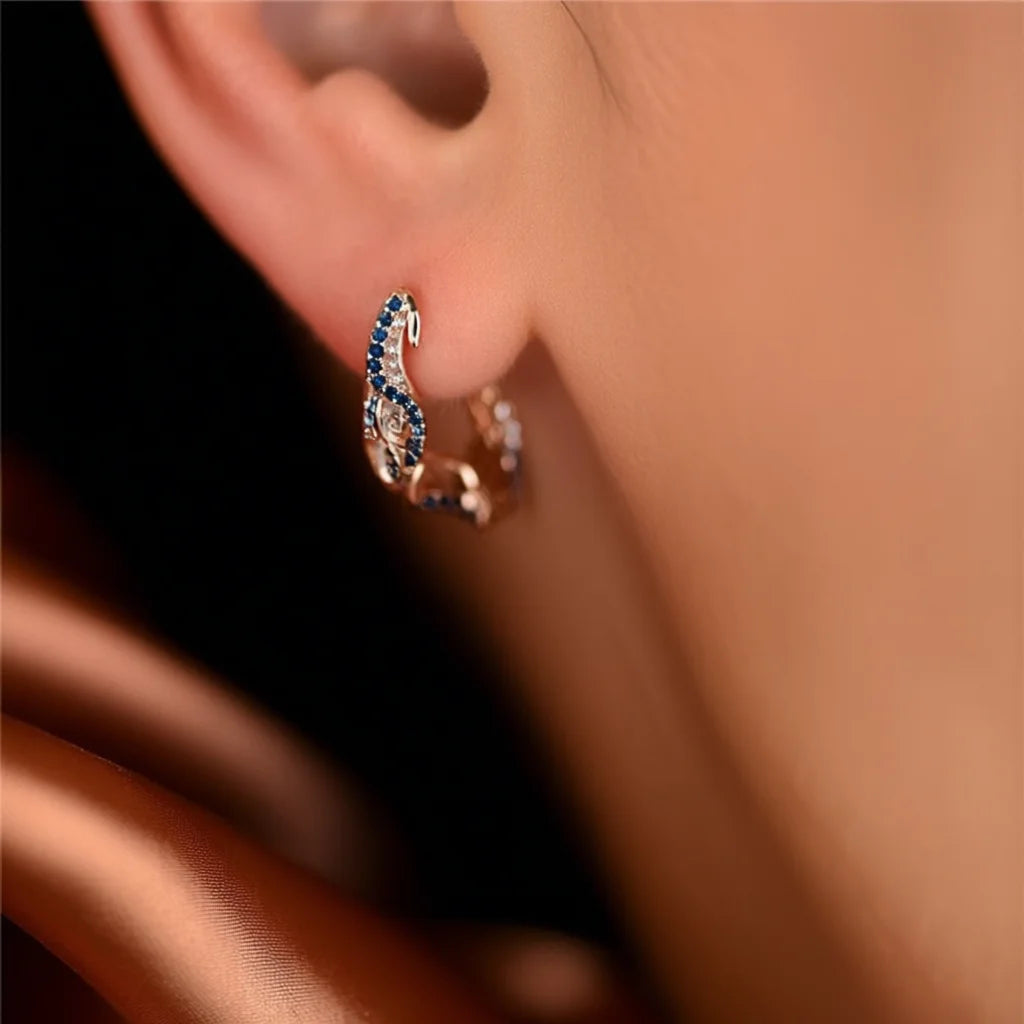 E2825 Rose Gold Plated Huggie Earrings With Zircon Wings Design For Women Party Fashion Jewelry
