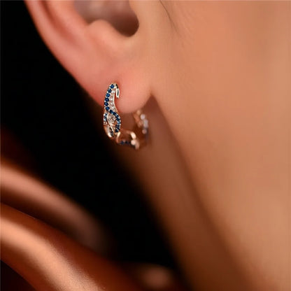 E2825 Rose Gold Plated Huggie Earrings With Zircon Wings Design For Women Party Fashion Jewelry