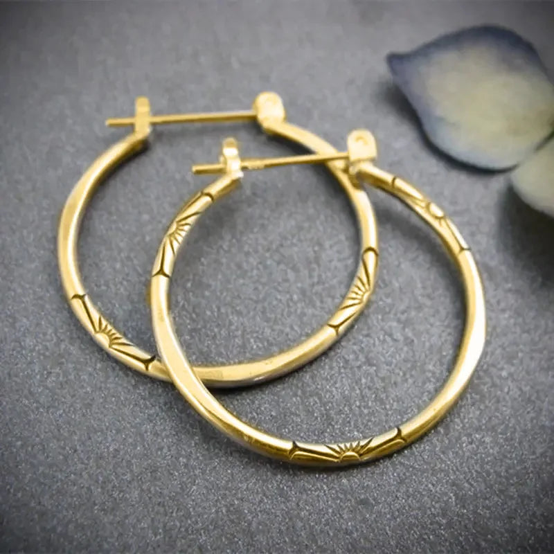 Silver Plated Hoop Earrings For Women Alloy Metal Fashion Jewelry Classic Round Design Daily Wear Accessory