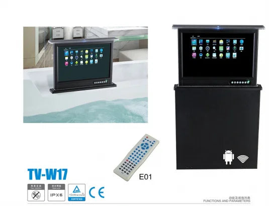 Modern 17" Pop-Up TV Lift Digital Display ABS Bathtub Hot Tub Waterproof Electric Heated 110V/220V SOWO TV-W17 Transom Windows