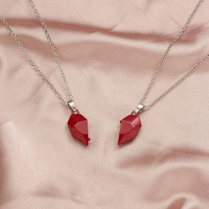 2Pcs Magnetic Heart Couple Necklace For Women Valentine's Day Sweater Chain For Best Friend Lovers Wedding Party Gift Jewelry