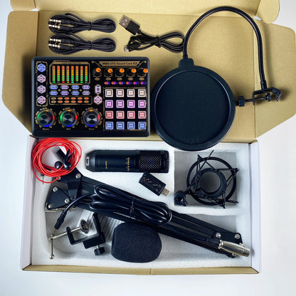 GAM-800R Professional Condenser Microphone R8 Sound Card Set for Webcast Live Recording