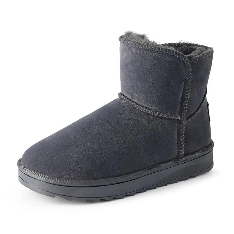 Sport Men Winter Snow Boots Ankle High Plush Lined EVA Midsole Anti Slip Rubber Sole Faux Suede Round Toe Warm Bootie